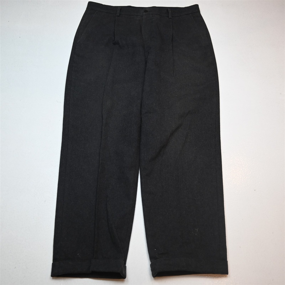 Vtg Y2K 2000s Structure 34x32 Gray‎ Flannel Wool Pleated Baggy High Waist Pants